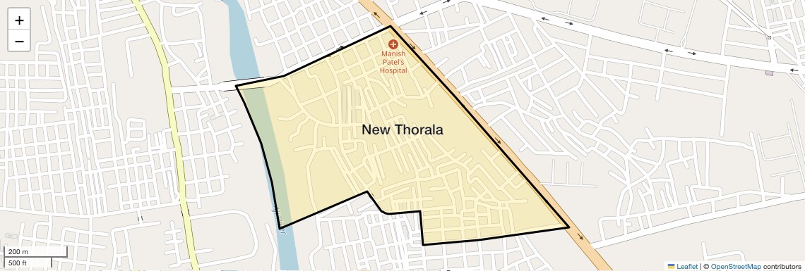 Location Map of New Thorala, Rajkot