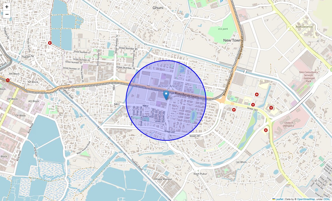 Location Map of New Town Action Area 1, Kolkata