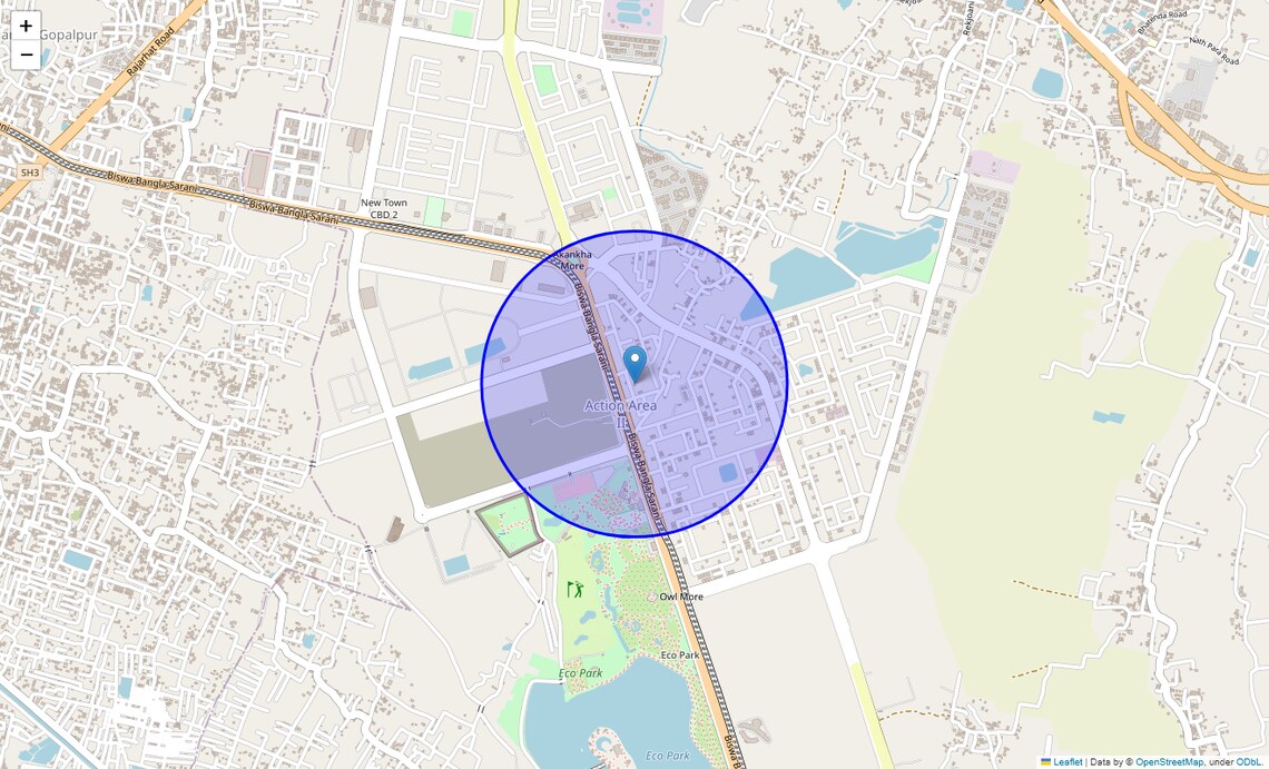 Location Map of New Town Action Area II, Kolkata