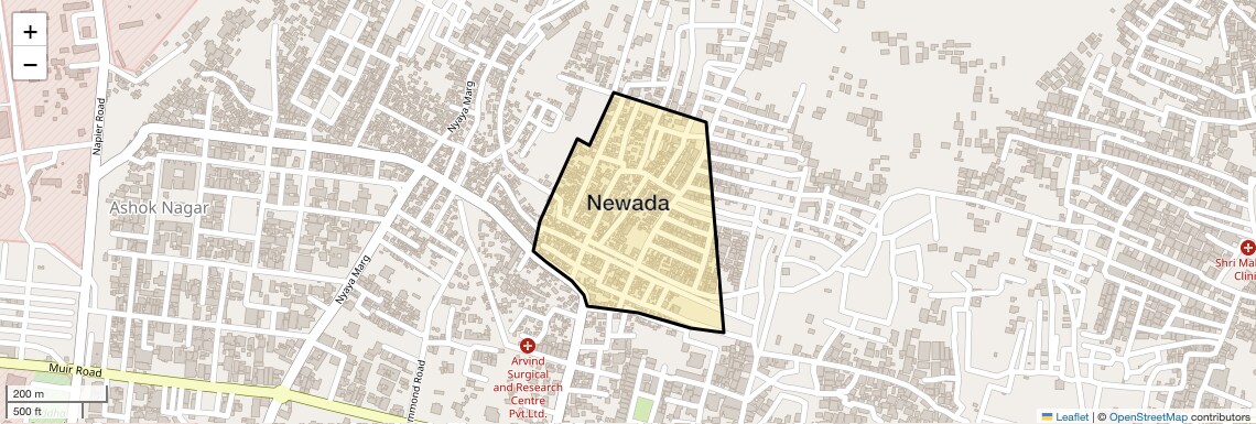 Location Map of Newada, Allahabad