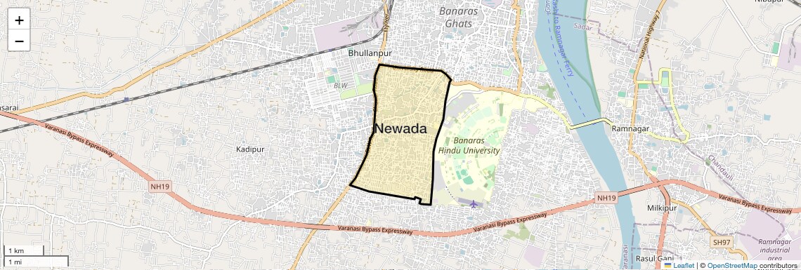 Location Map of Newada, Varanasi