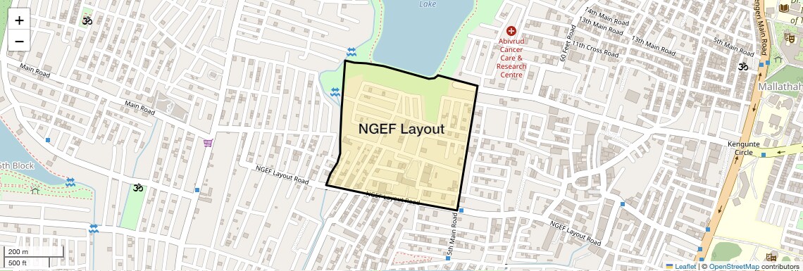 Location Map of NGEF Layout, Bangalore
