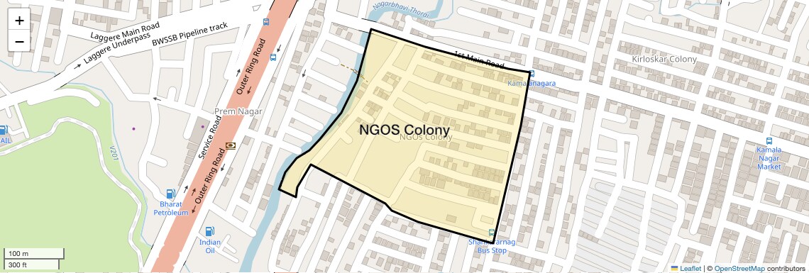 Location Map of NGOS Colony, Bangalore