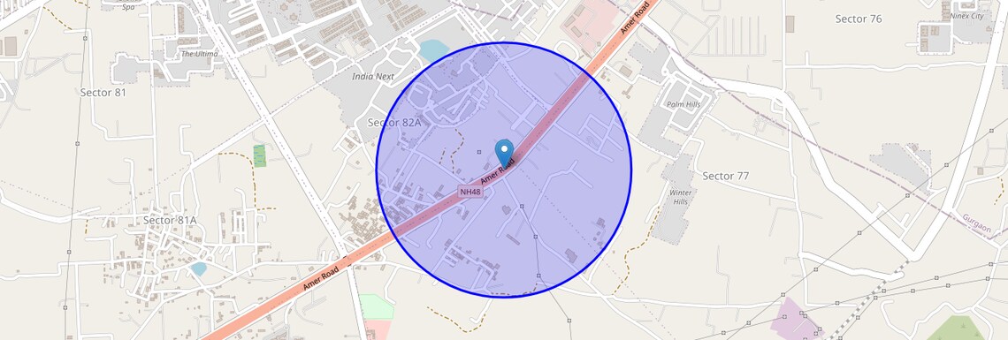 Location Map of NH 8, Gurgaon