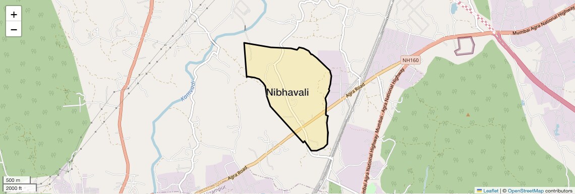 Location Map of Nibhavali, Thane