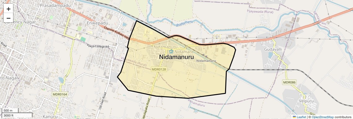 Location Map of Nidamanuru, Vijayawada