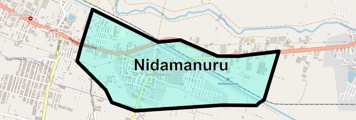 Location Map of Nidamanuru, Vijayawada