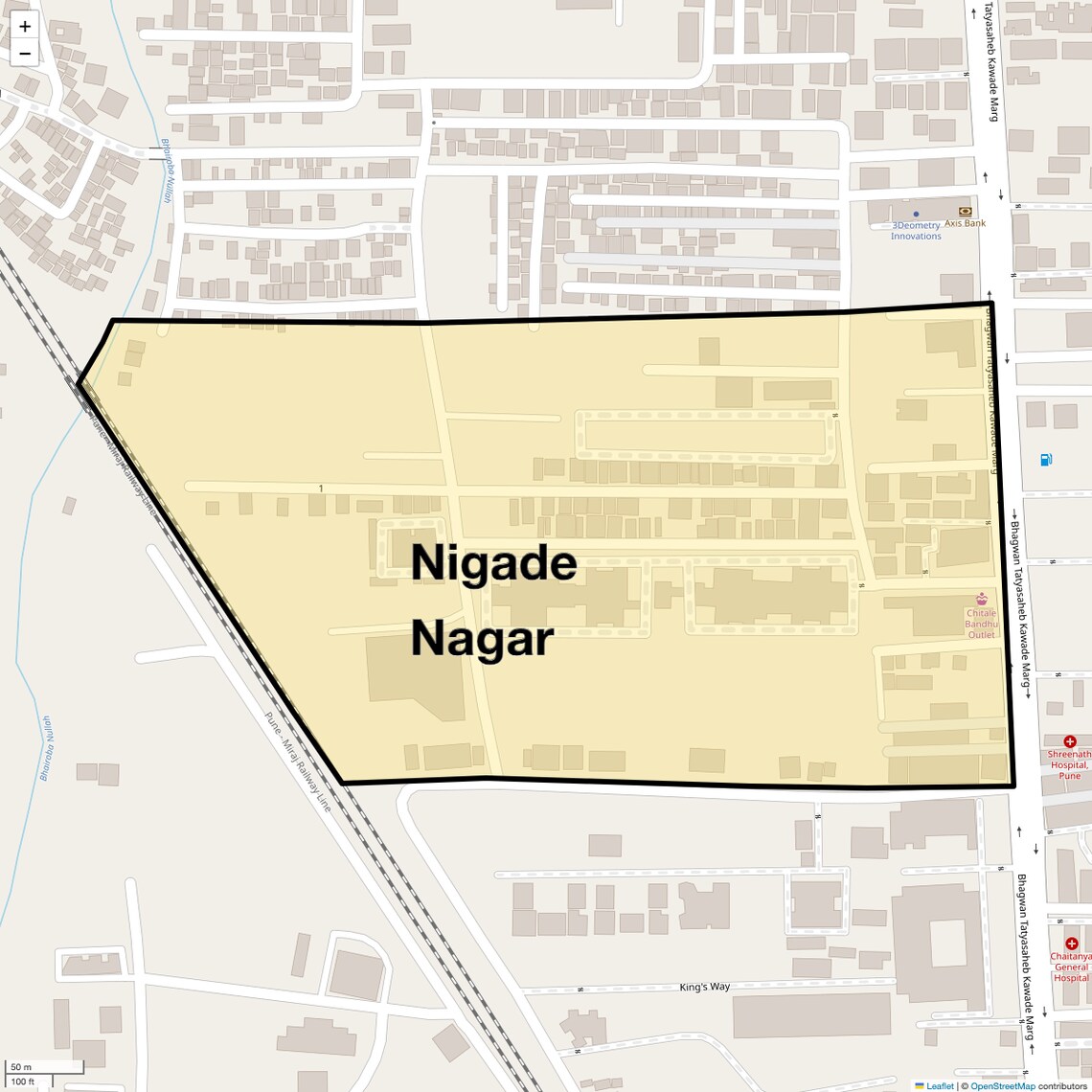 Location Map of Nigade Nagar, Pune