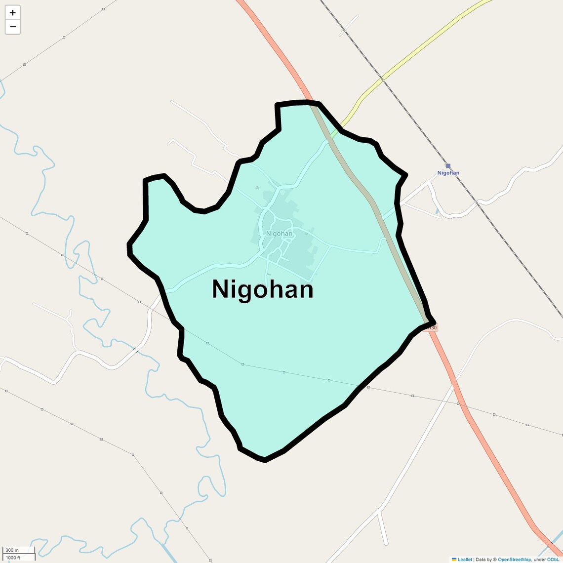 Location Map of Nigohan, Lucknow