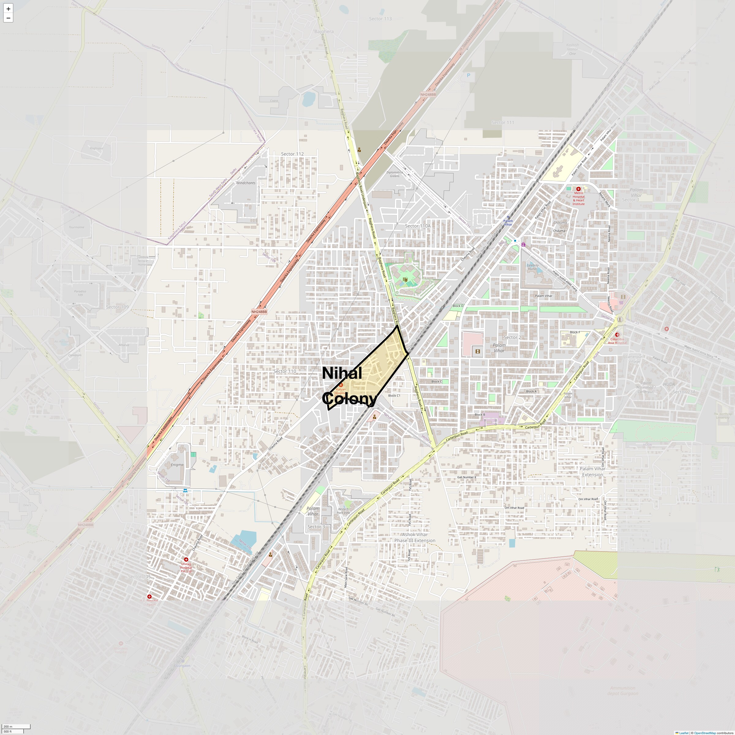 Location Map of Nihal Colony, Gurgaon