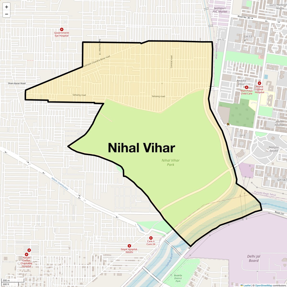 Location Map of Nihal Vihar, Delhi