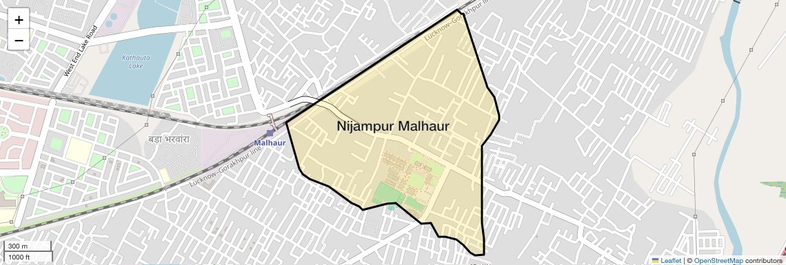 Location Map of Nijampur Malhaur, Lucknow