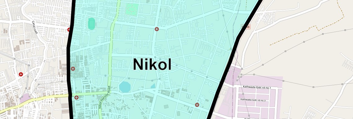 Location Map of Nikol, Ahmedabad