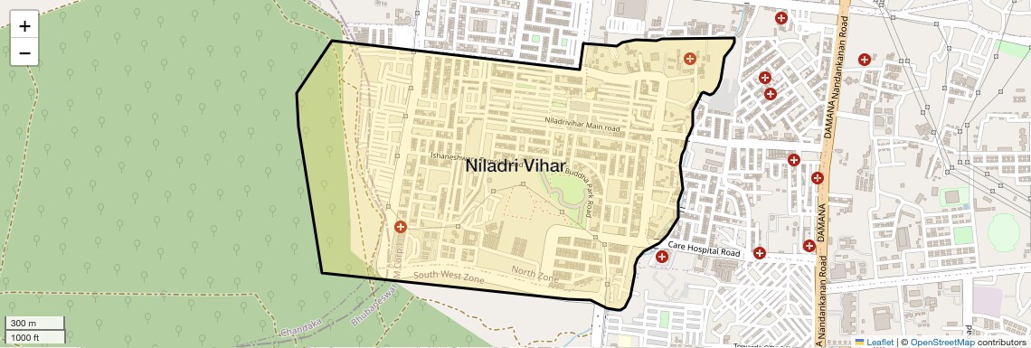 Location Map of Niladri Vihar, Bhubaneswar