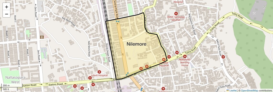 Location Map of Nilemore, Palghar