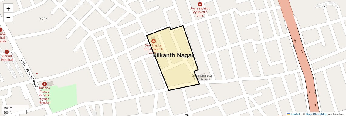 Location Map of Nilkanth Nagar, Rajkot