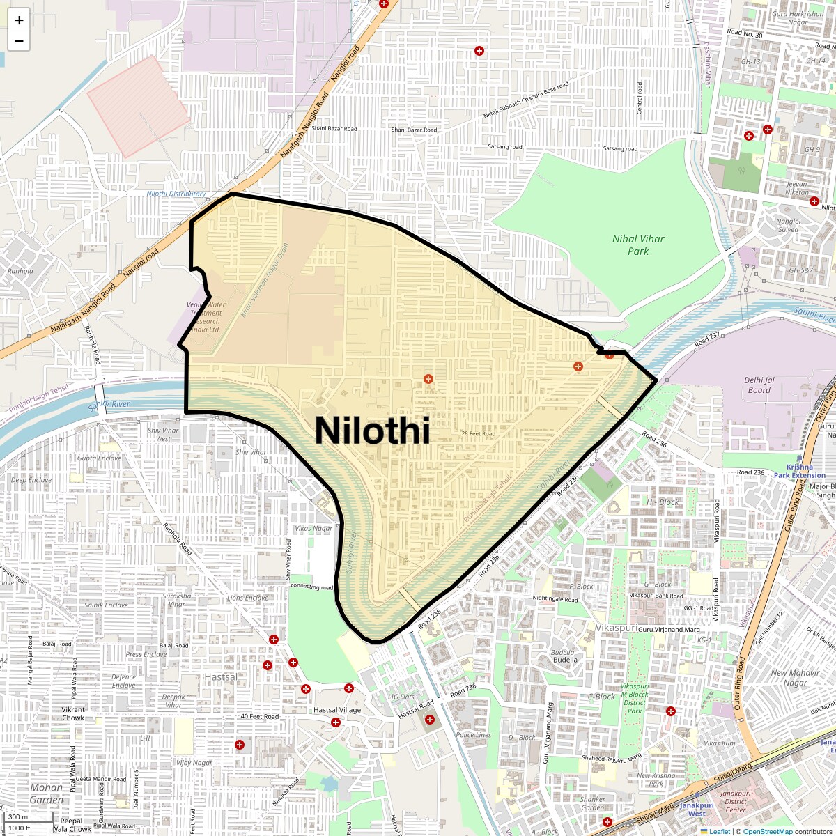 Location Map of Nilothi, Delhi
