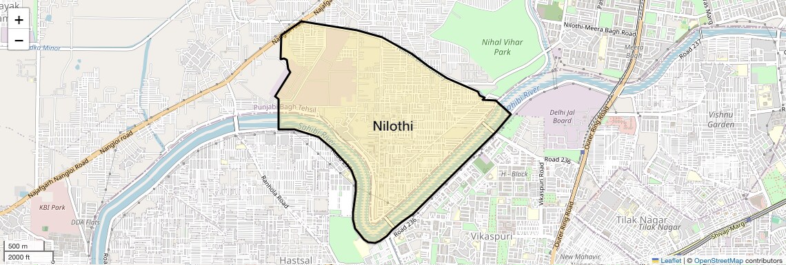 Location Map of Nilothi, Delhi