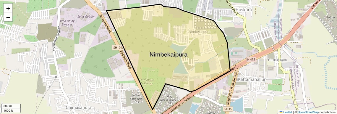 Location Map of Nimbekaipura, Bangalore