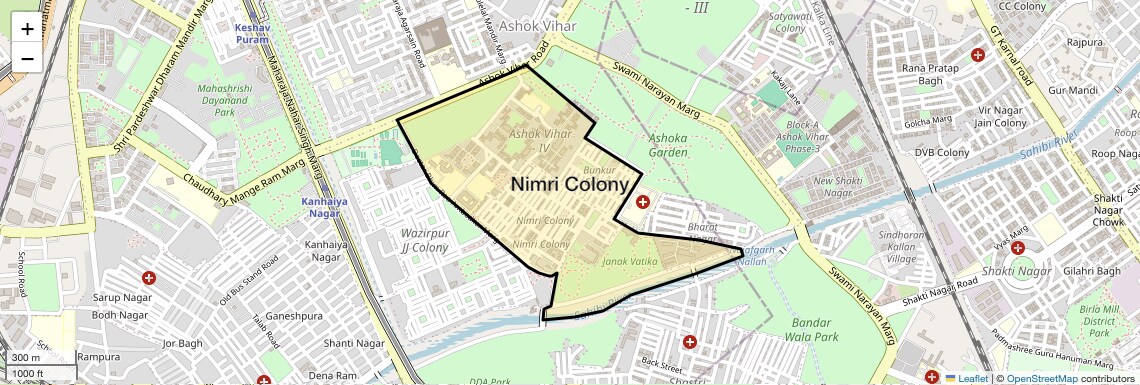 Location Map of Nimri Colony, Delhi
