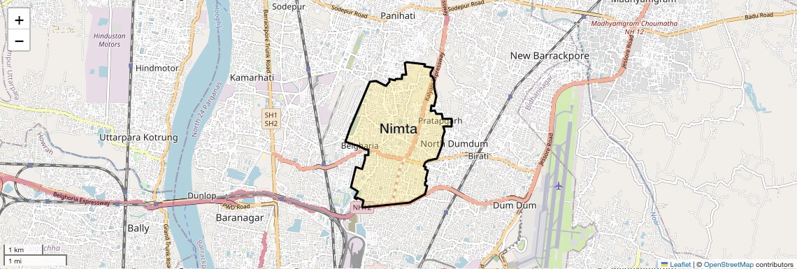 Location Map of Nimta, Kolkata