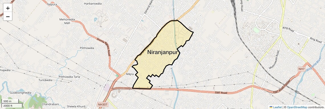 Location Map of Niranjanpur, Dehradun