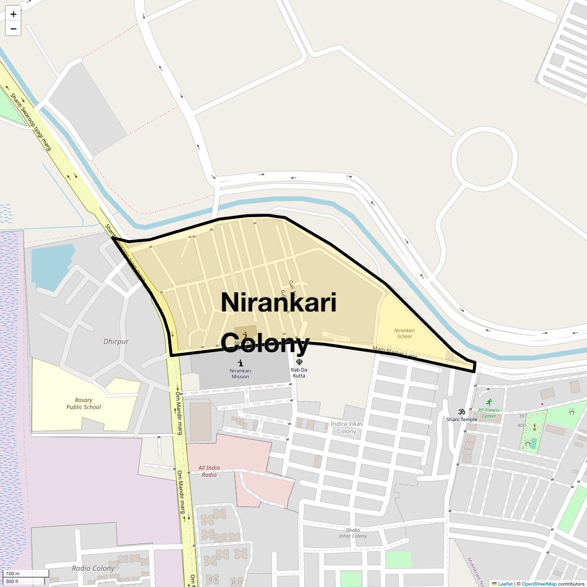 Location Map of Nirankari Colony, Delhi