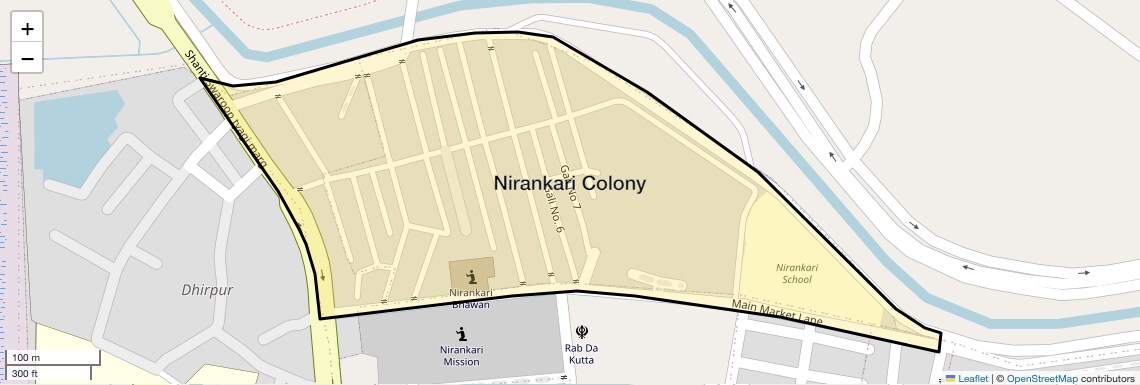 Location Map of Nirankari Colony, Delhi