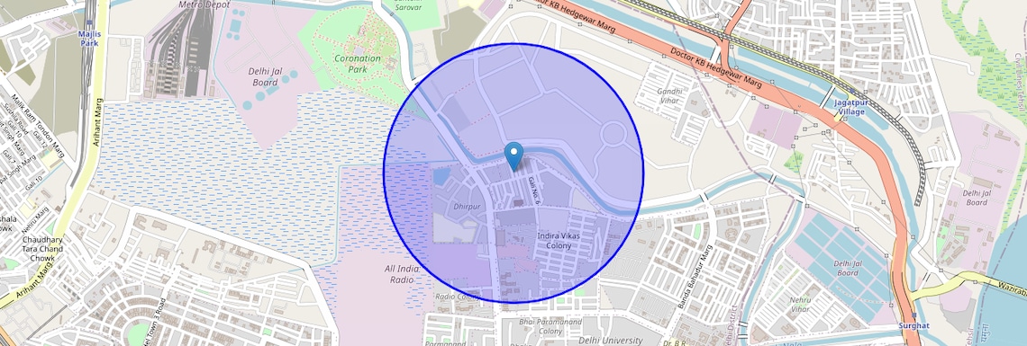 Location Map of Nirankari Colony, Delhi