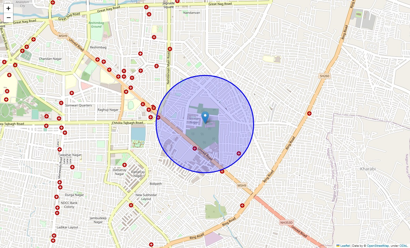 Location Map of Nirmal Nagar, Nagpur