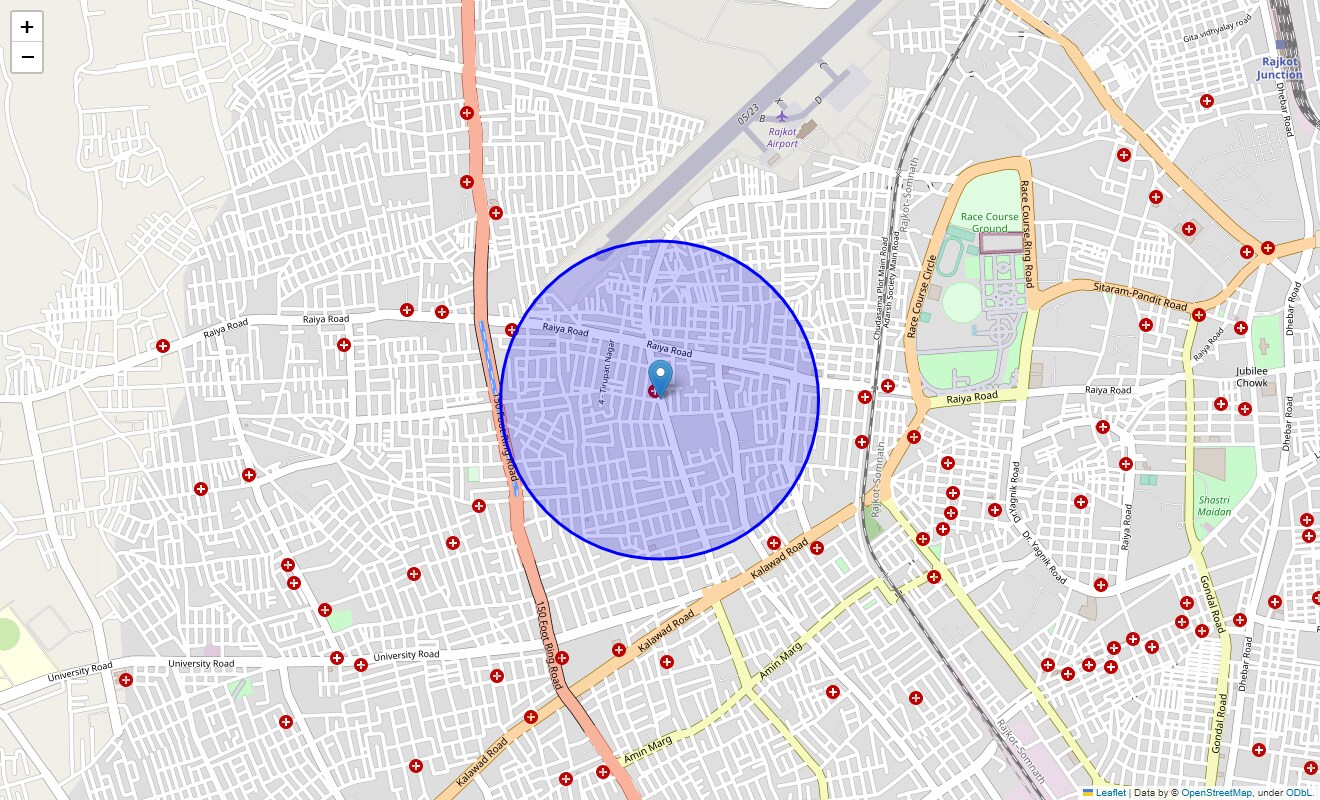 Location Map of Nirmala Road, Rajkot