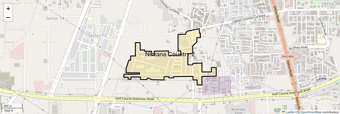 Location Map of Nirvana Country 2, Gurgaon