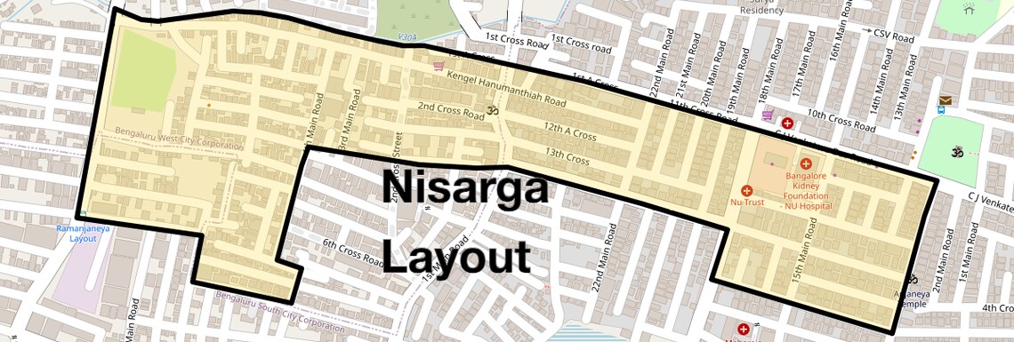 Location Map of Nisarga Layout, Bangalore