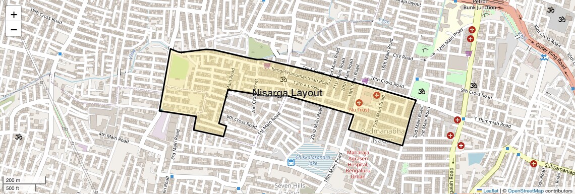 Location Map of Nisarga Layout, Bangalore
