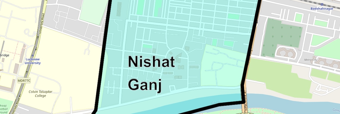 Location Map of Nishat Ganj, Lucknow