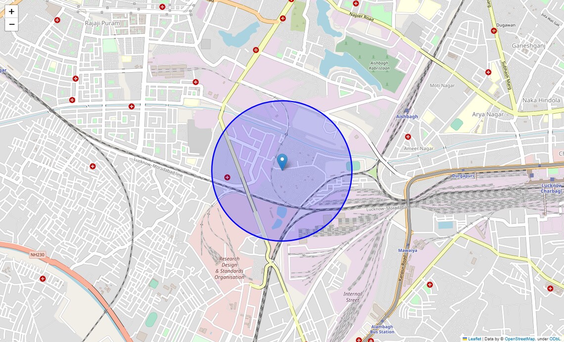Location Map of Nishatganj Talkatora, Lucknow