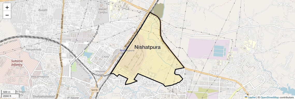 Location Map of Nishatpura, Bhopal