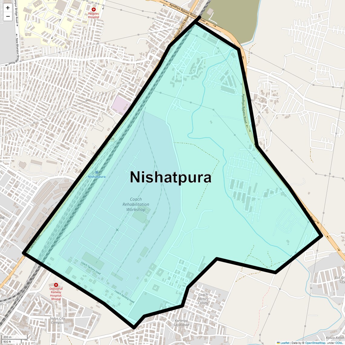 Location Map of Nishatpura, Bhopal