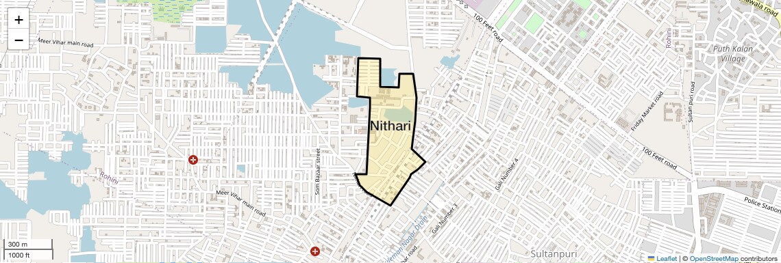 Location Map of Nithari, Delhi