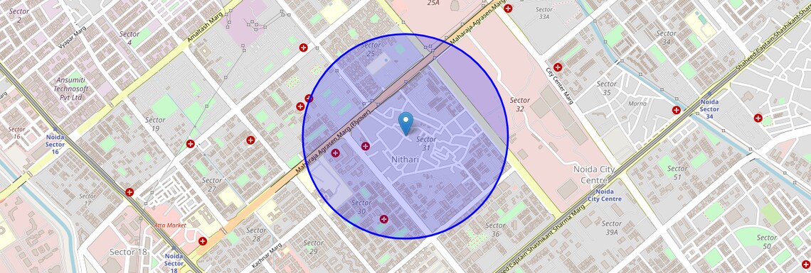 Location Map of Nithari Village, Noida