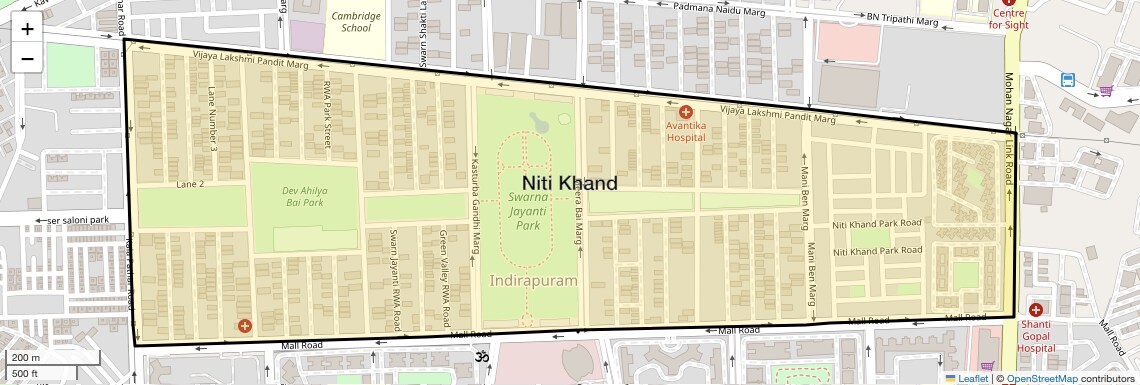 Location Map of Niti Khand, Ghaziabad
