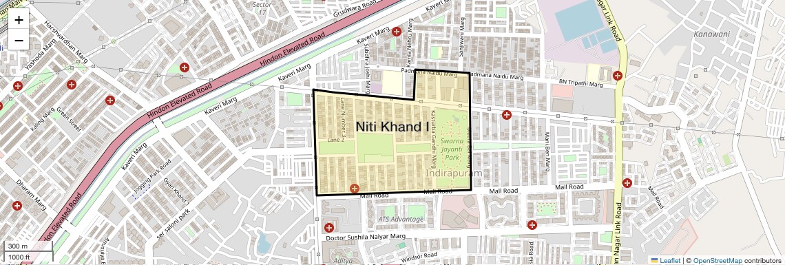 Location Map of Niti Khand I, Ghaziabad