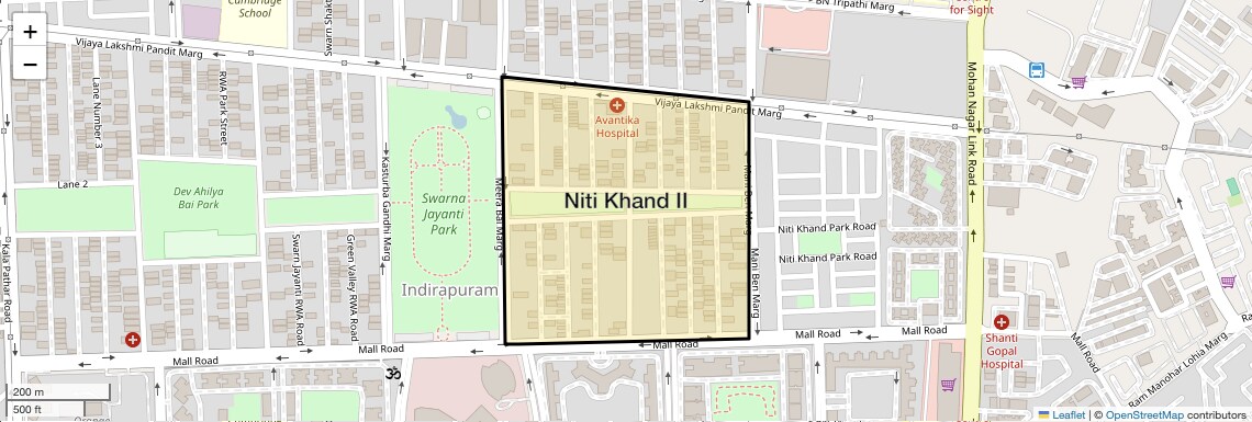 Location Map of Niti Khand II, Ghaziabad