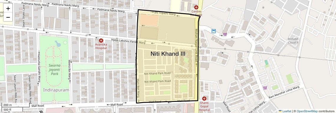 Location Map of Niti Khand III, Ghaziabad