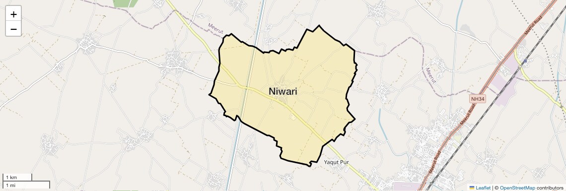 Location Map of Niwari, Ghaziabad
