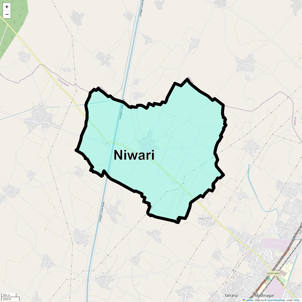 Location Map of Niwari, Ghaziabad