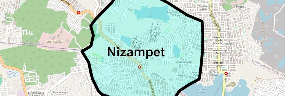 Location Map of Nizampet, Hyderabad