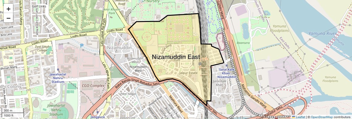 Location Map of Nizamuddin East, Delhi