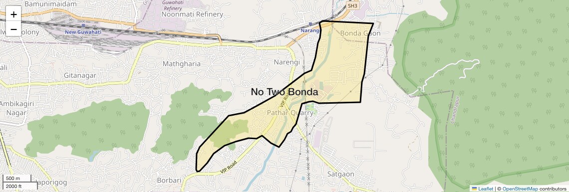 Location Map of No Two Bonda, Guwahati