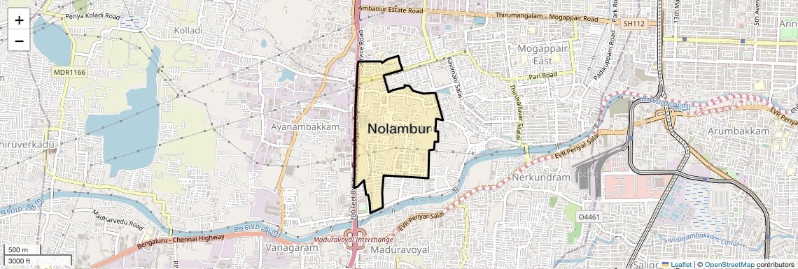 Location Map of Nolambur, Chennai